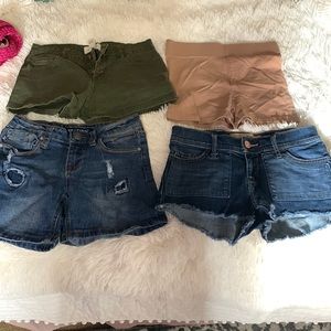 Four different types of shorts.